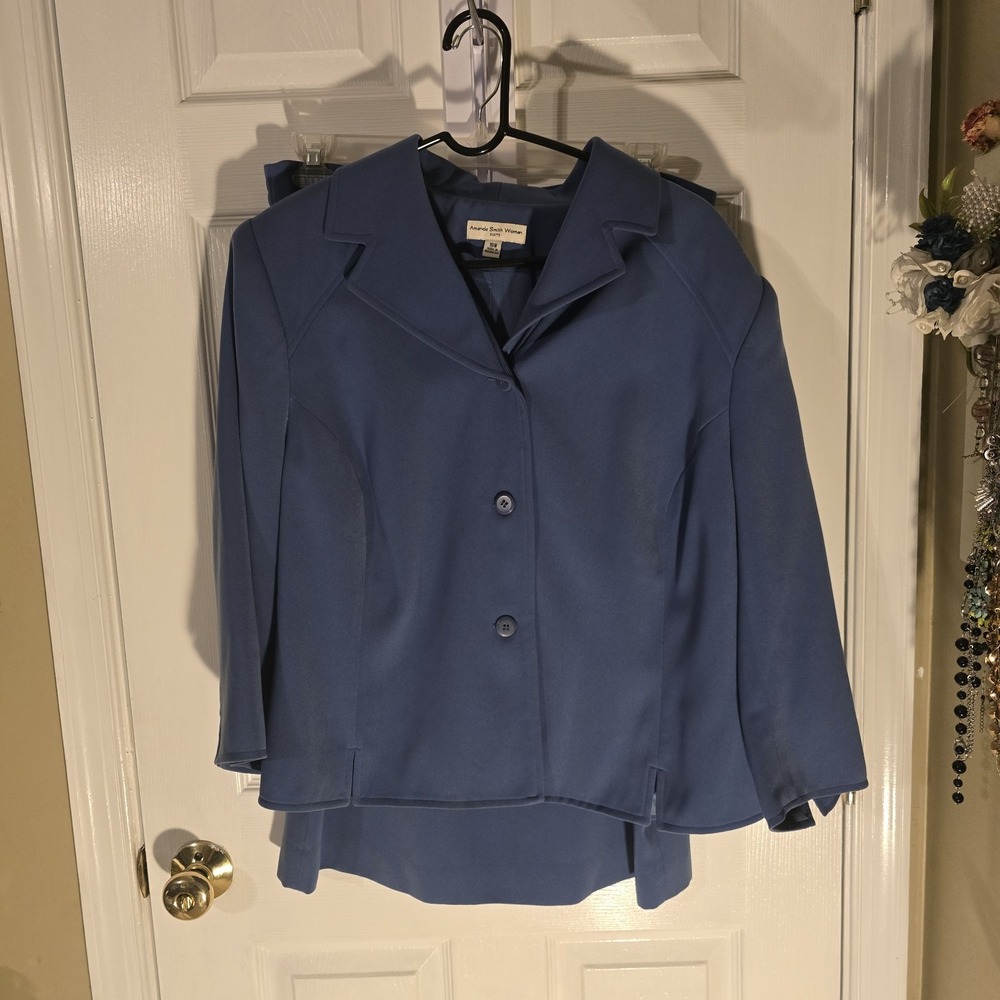Amanda Smith Woman Blue Skirt Suit Set Blazer and Pencil Skirt‎ Plus Size 18W